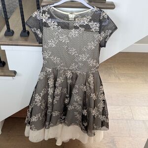 Elegant Black and Cream Lace Kids Dress